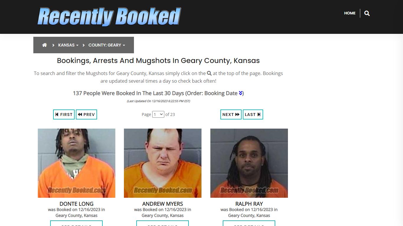 Recent bookings, Arrests, Mugshots in Geary County, Kansas